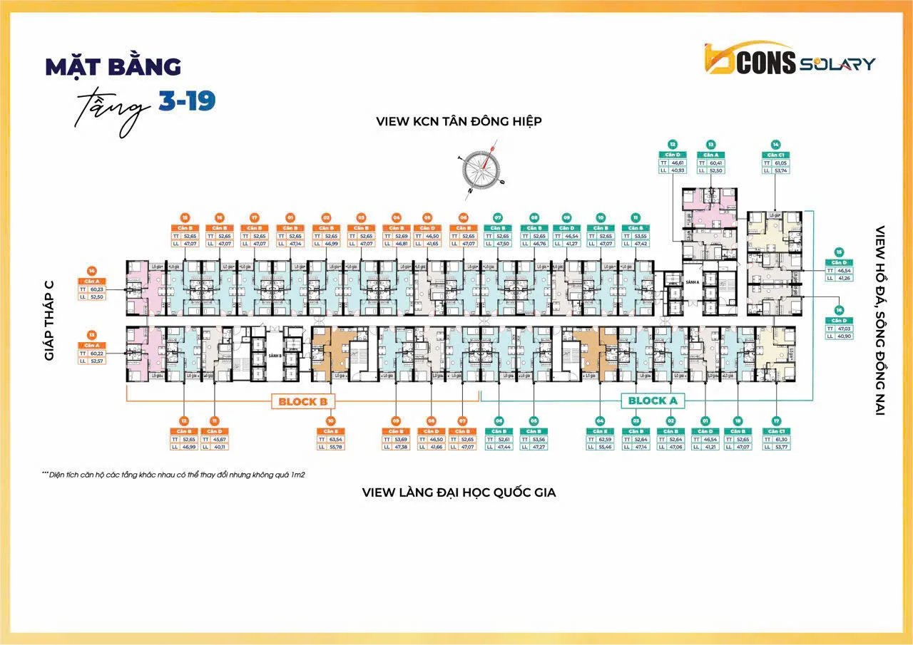 mặt bằng tầng 3-19 bcons solary