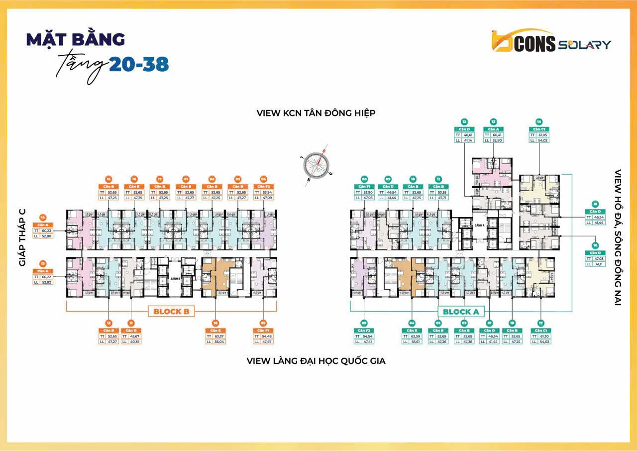 mặt bằng tầng 20-38 bcons solary