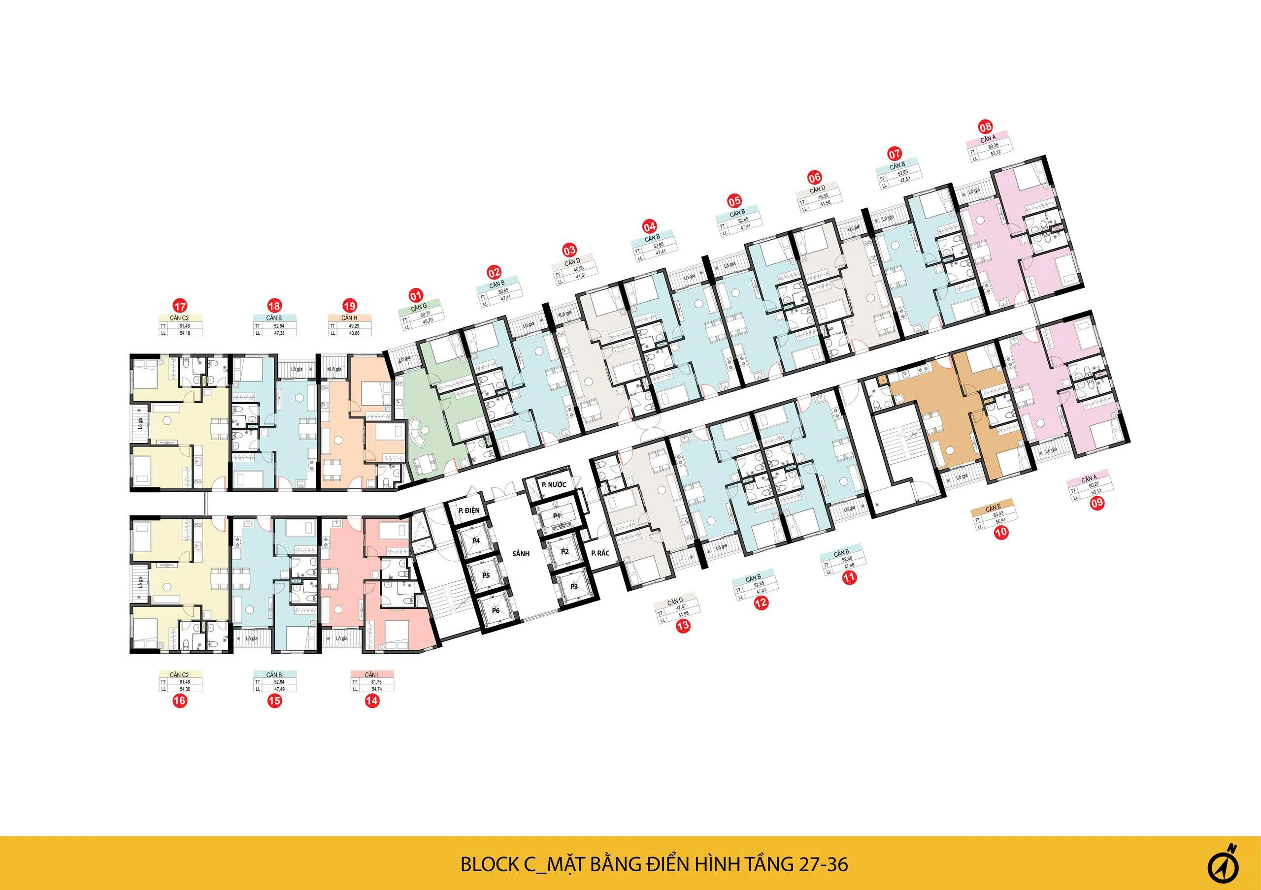 mặt bằng tầng 27 - 36 block C